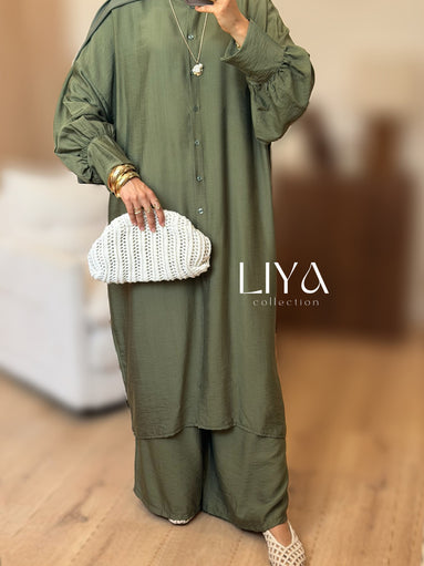 Ensemble pantalon en effet lin - Plusieurs coloris