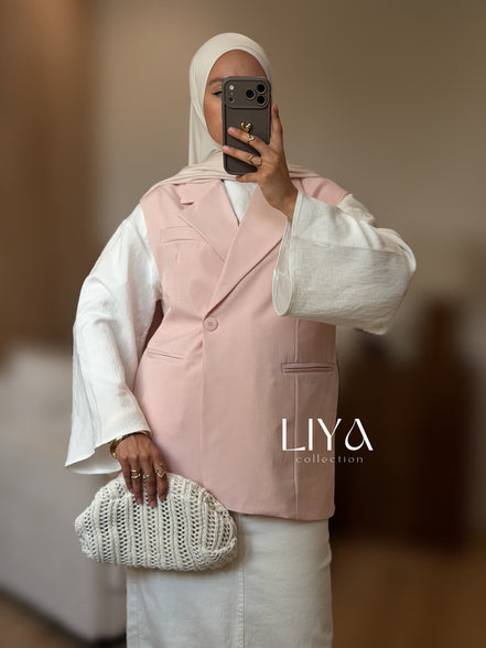 Blazer manche courte oversized - Rose