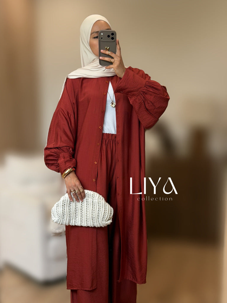 Ensemble pantalon en effet lin - Plusieurs coloris