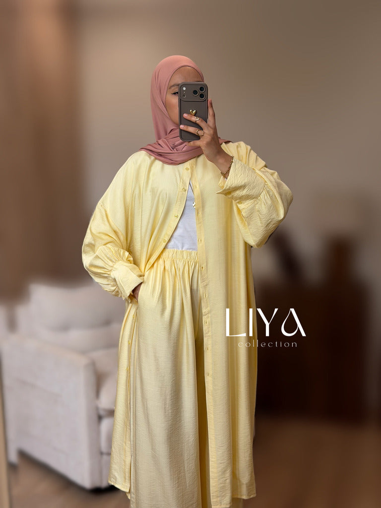 Ensemble pantalon en effet lin - Plusieurs coloris