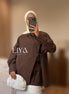 Chemise en coton croisée - Oversized / Chocolat