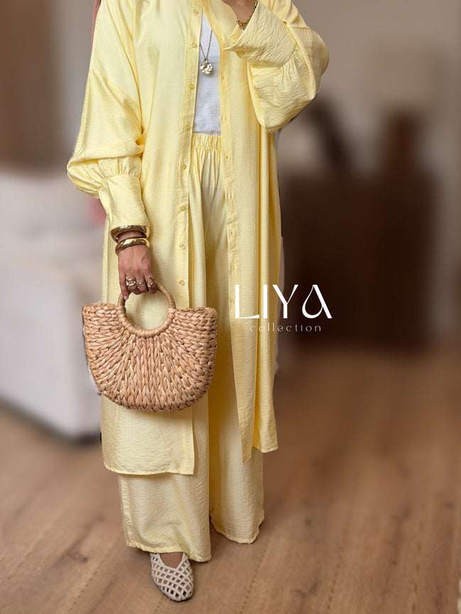 Ensemble pantalon en effet lin - Plusieurs coloris