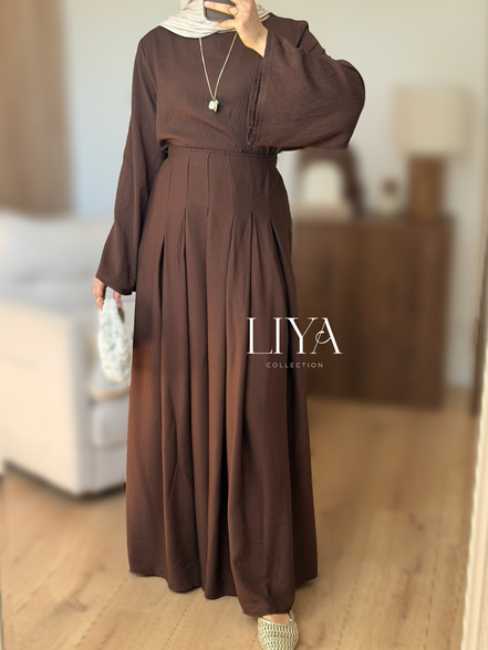 Ensemble jupe - Effet lin / Chocolat