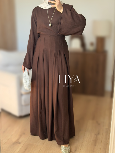Ensemble jupe - Effet lin / Chocolat