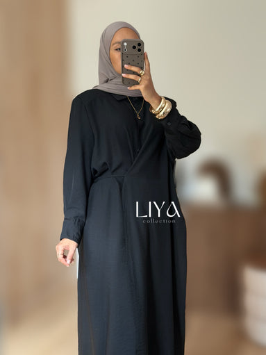 Ensemble noir en effet lin