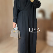 Ensemble noir en effet lin