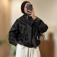 Bombers en simili cuir - Option capuche
