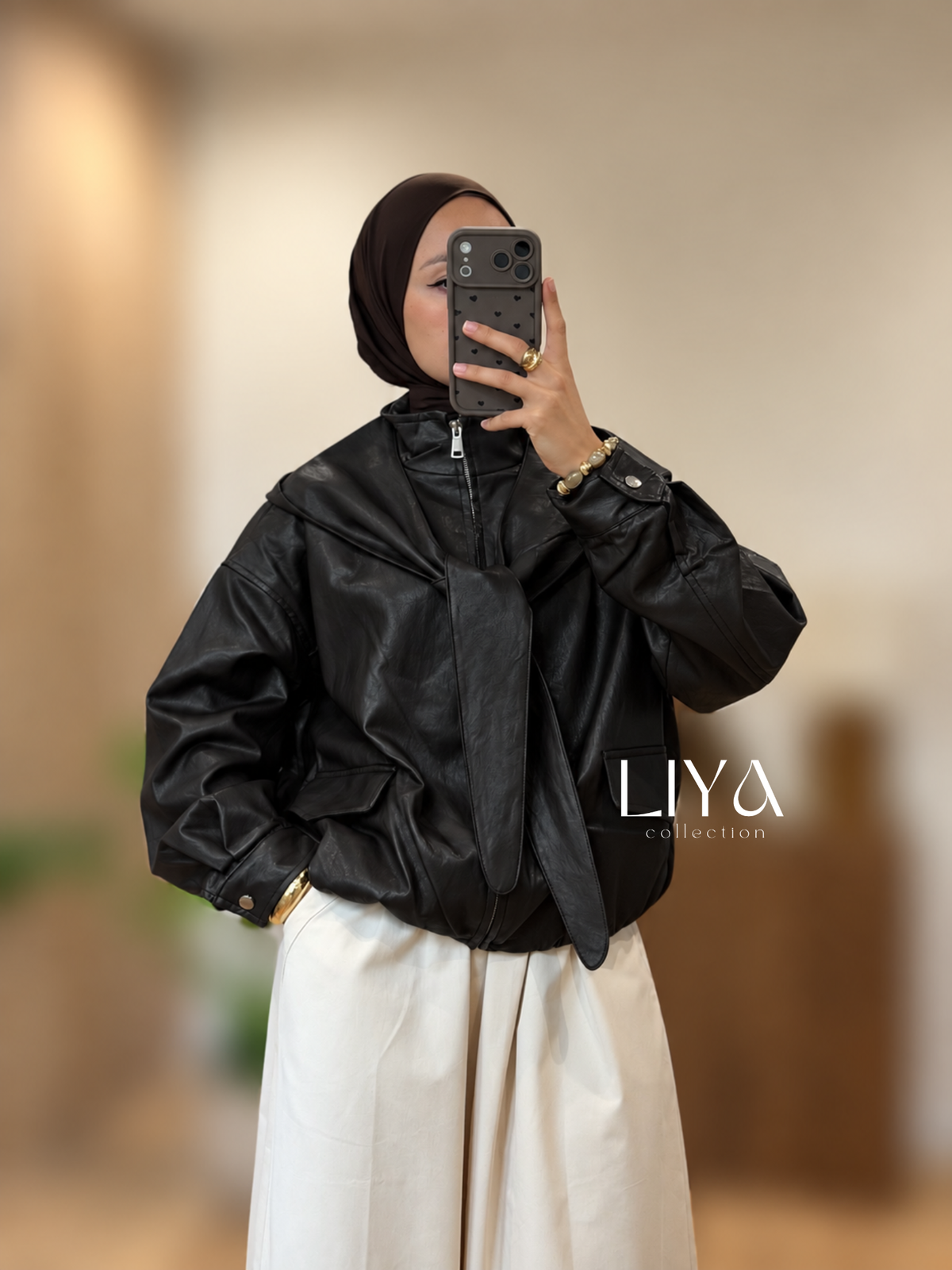 Bombers en simili cuir - Option capuche