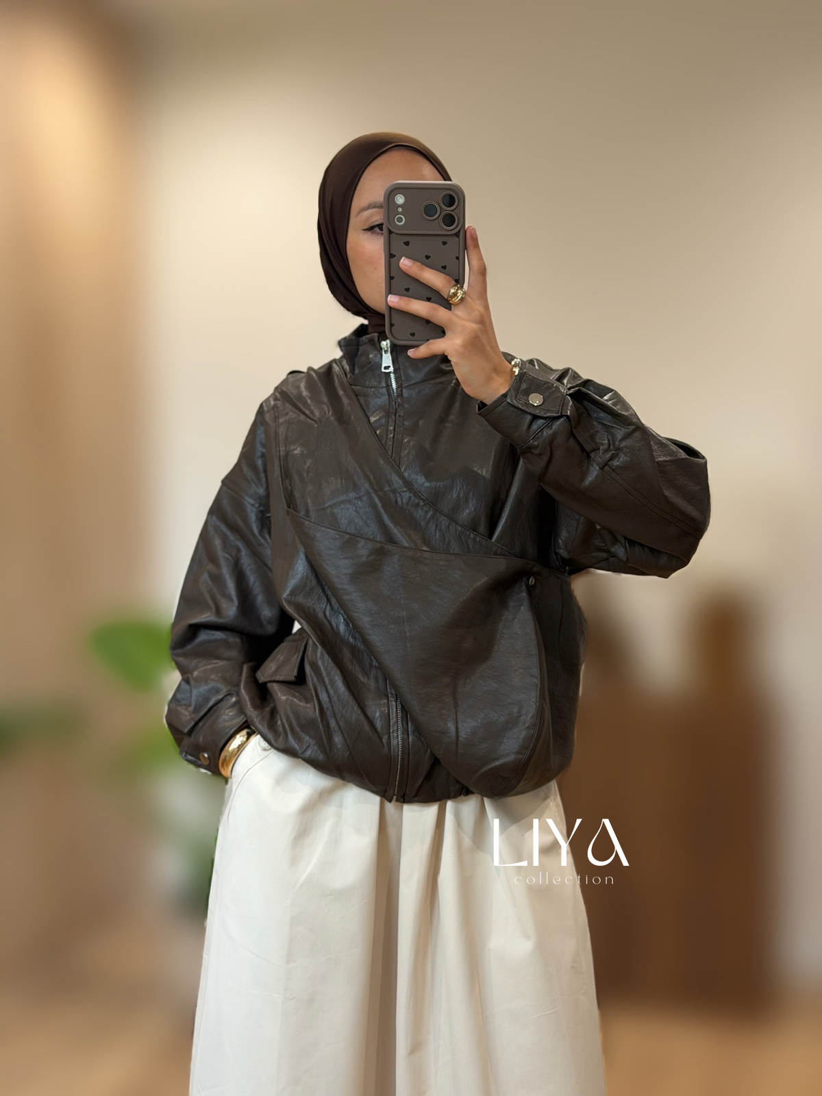 Bombers en simili cuir - Option capuche