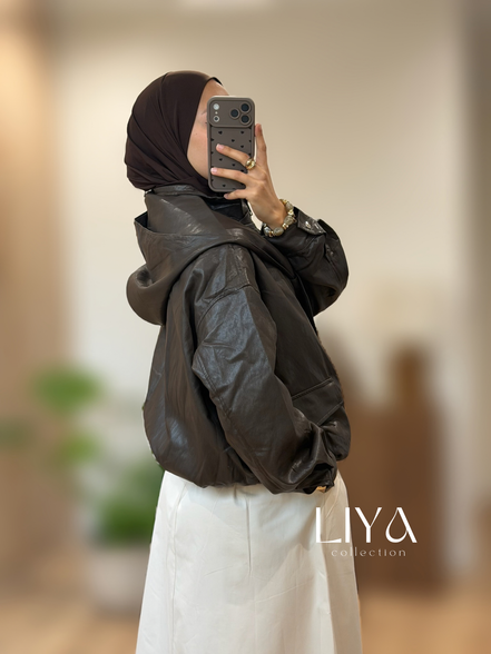 Bombers en simili cuir - Option capuche