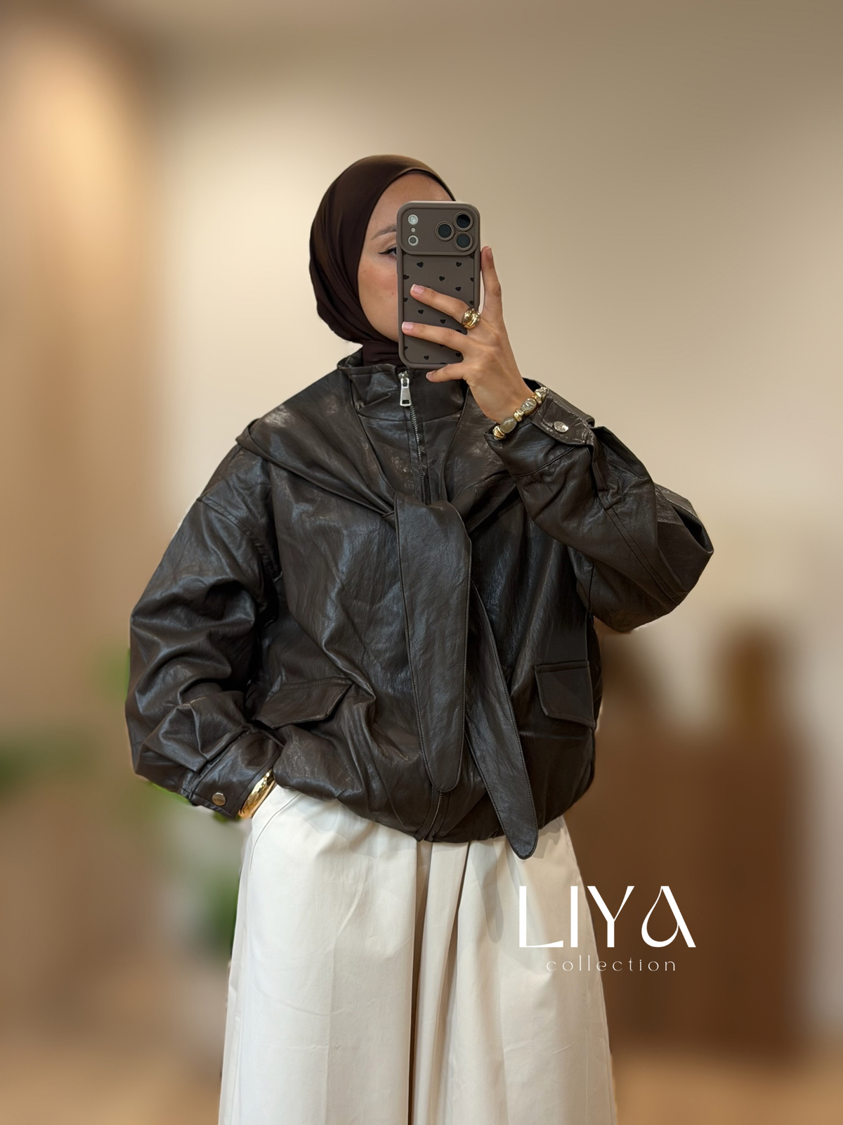 Bombers en simili cuir - Option capuche