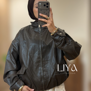 Bombers en simili cuir - Option capuche
