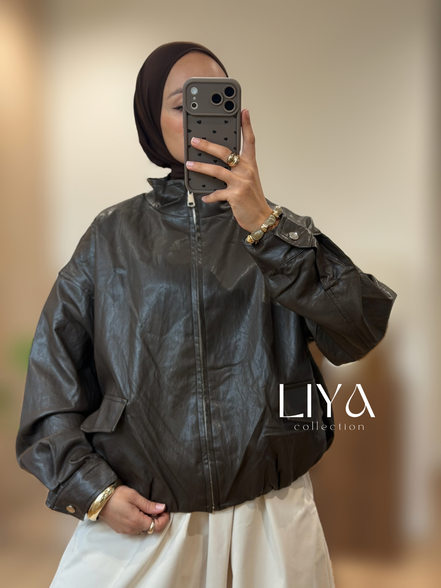 Bombers en simili cuir - Option capuche