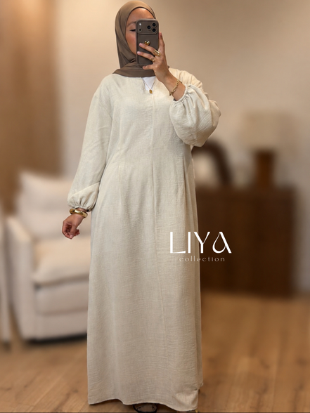 Robe en effet lin "Zayna" - Beige