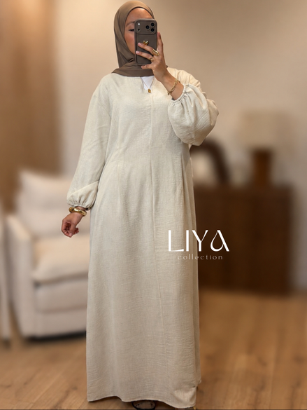 Robe en effet lin "Zayna" - Beige